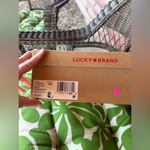 Lucky Brand Fall Wilano Suede Desert Palm Career Stacked Wedge Heel Boots NWT 10 - Picture 12 of 12